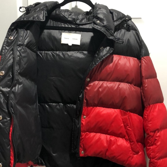 EUC authentic Proenza Schouler Colorblock puffer medium size Black Burgundy Red - Picture 4 of 6